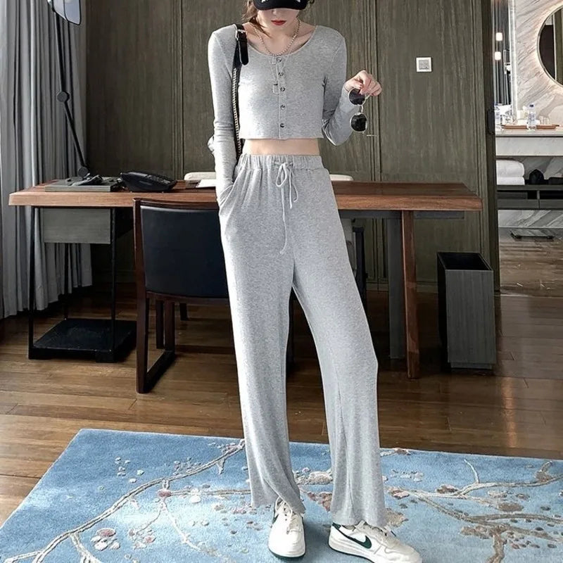 Short top and high waist pants set Periwinkley Shop