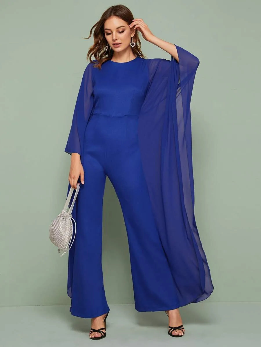 Contrast mesh zipper  back culotte jumpsuit Periwinkley Shop