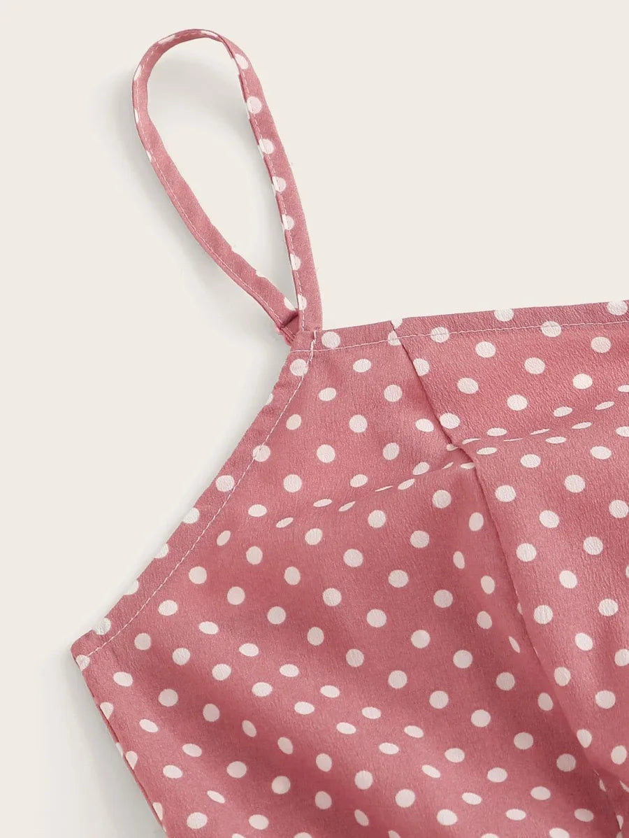 Button Front Polka Dot Belted Romper Periwinkley Shop