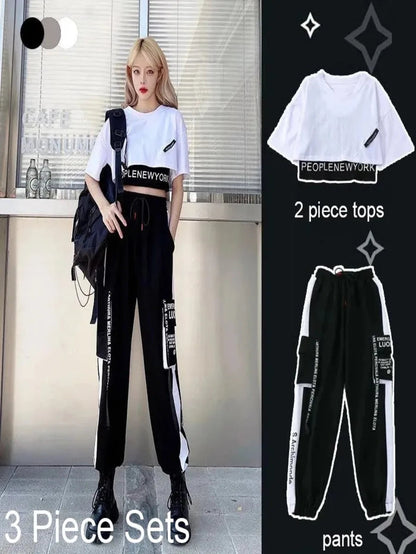 Cargo Pant Jogger Elastic Waist High Streetwear Two Piece Pants Periwinkley Shop