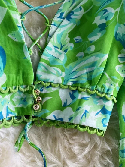Floral print two piece set chiffon dress Periwinkley Shop