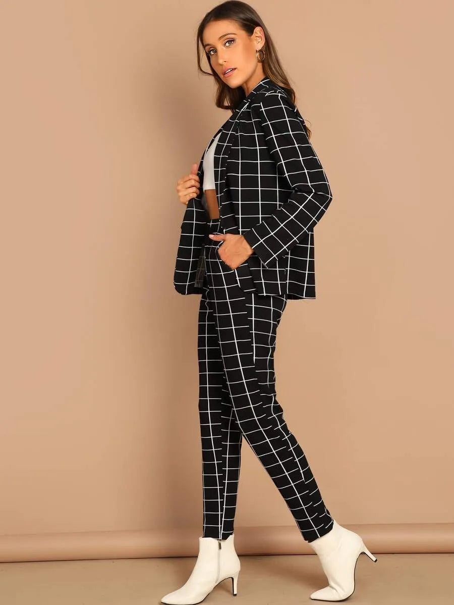 Grid blazer and pant set Periwinkley Shop
