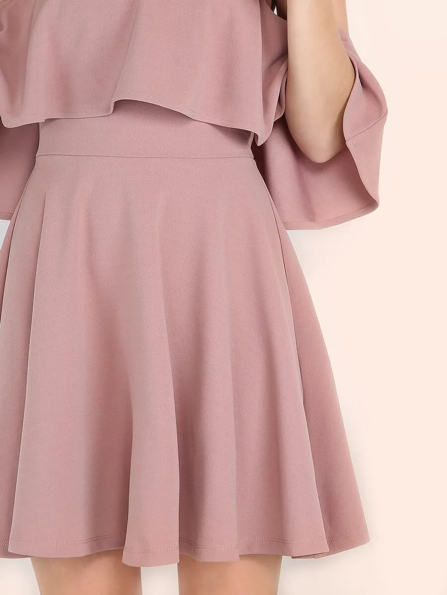 Ruffle Bardot Skater Dress Periwinkley Shop