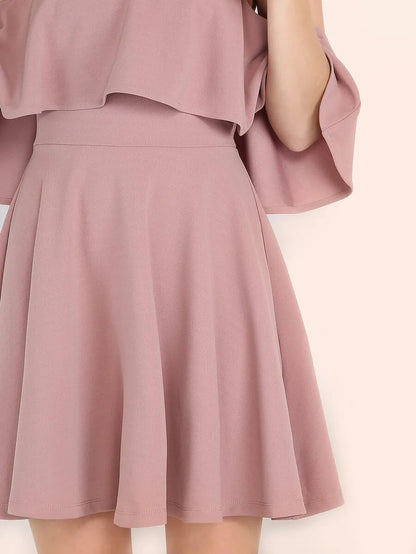 Ruffle Bardot Skater Dress Periwinkley Shop