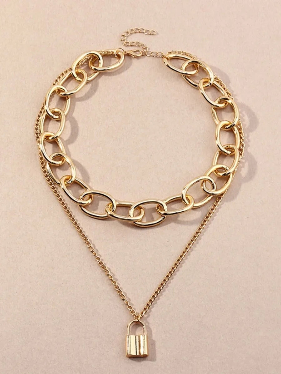 2PCS Lock Charm & Chain Necklace Periwinkley Shop