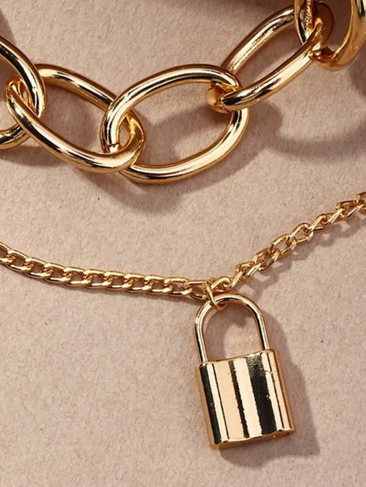 2PCS Lock Charm & Chain Necklace Periwinkley Shop