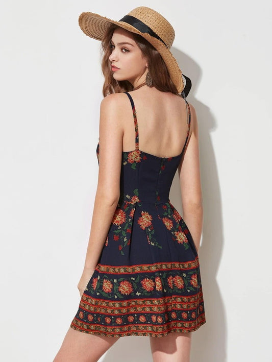 Floral Print Cami Sundress Periwinkley Shop
