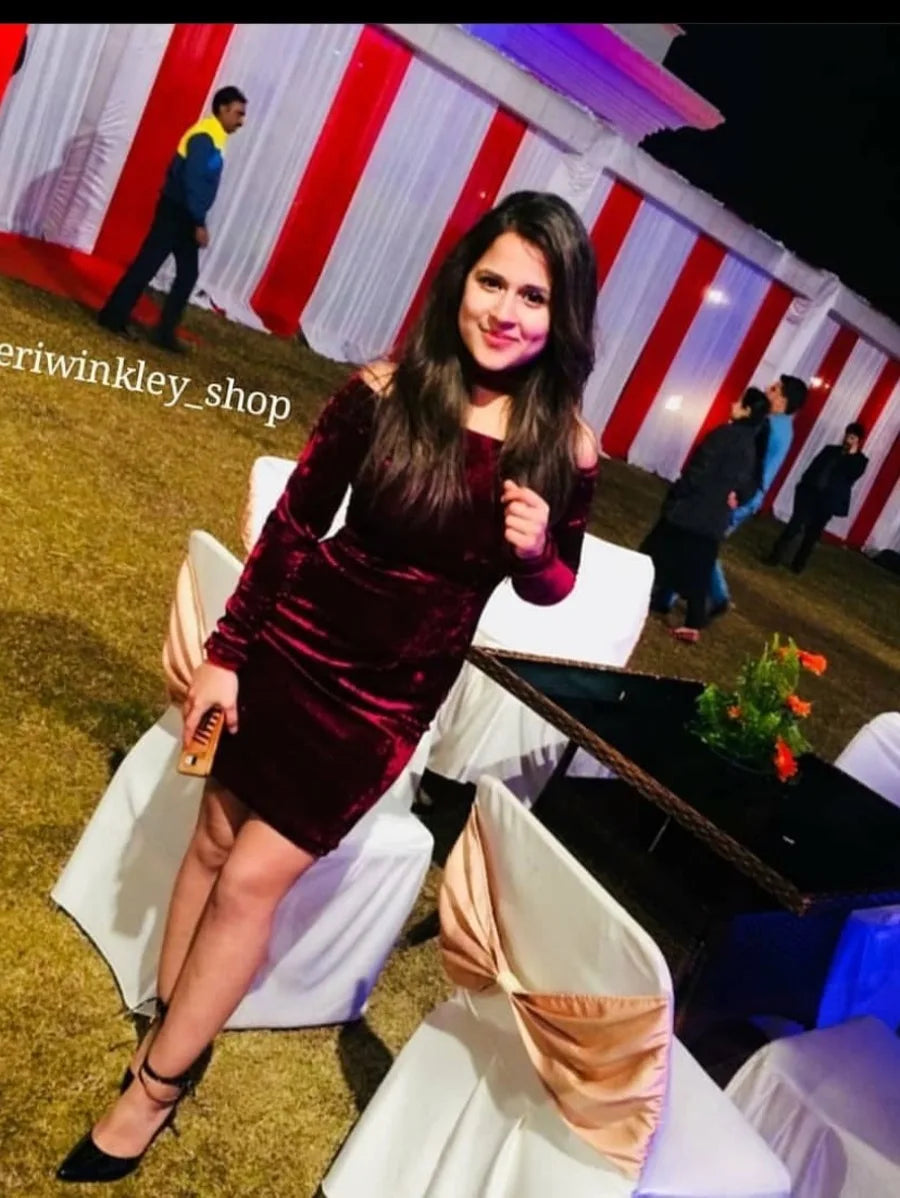 Off Shoulder Crushed Dress With Choker Periwinkley Shop