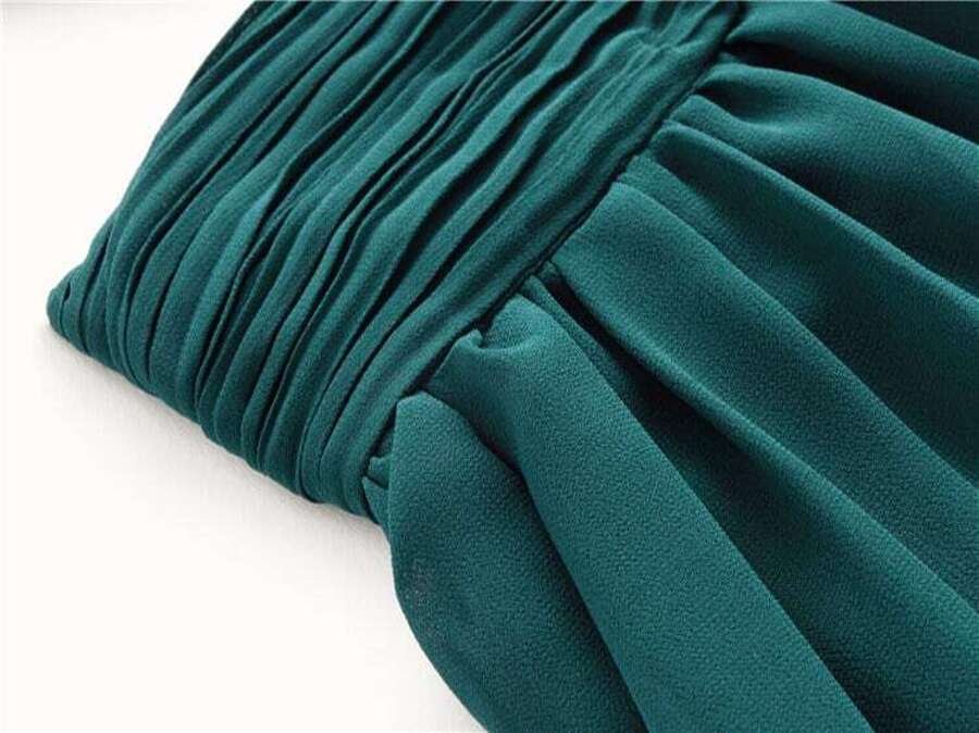 Open Back Ruched Top Flowy Prom One Piece Dress Periwinkley Shop