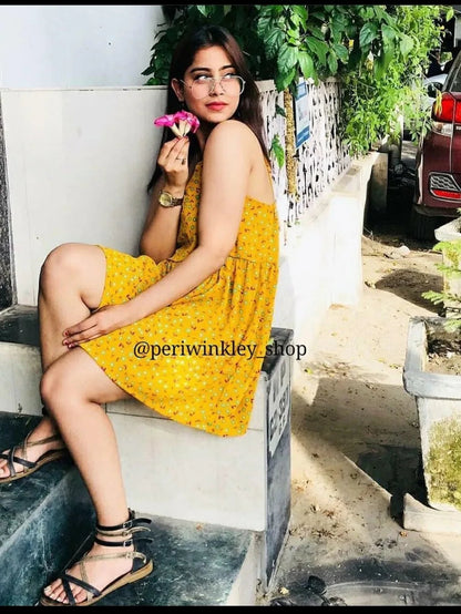 Ditsy Floral Print Fit & Flare Mini Dress Periwinkley Shop