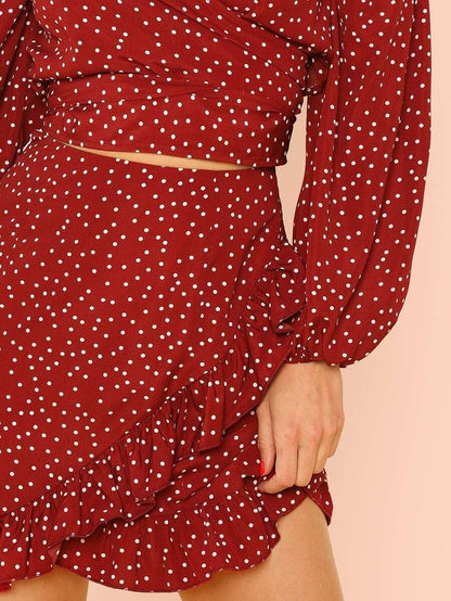 Off Shoulder Puff Sleeve Top and Ruffle Skirt Set Periwinkley Shop