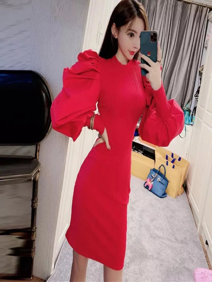 Fashion Temperament Bubble Long Sleeved dress Periwinkley Shop