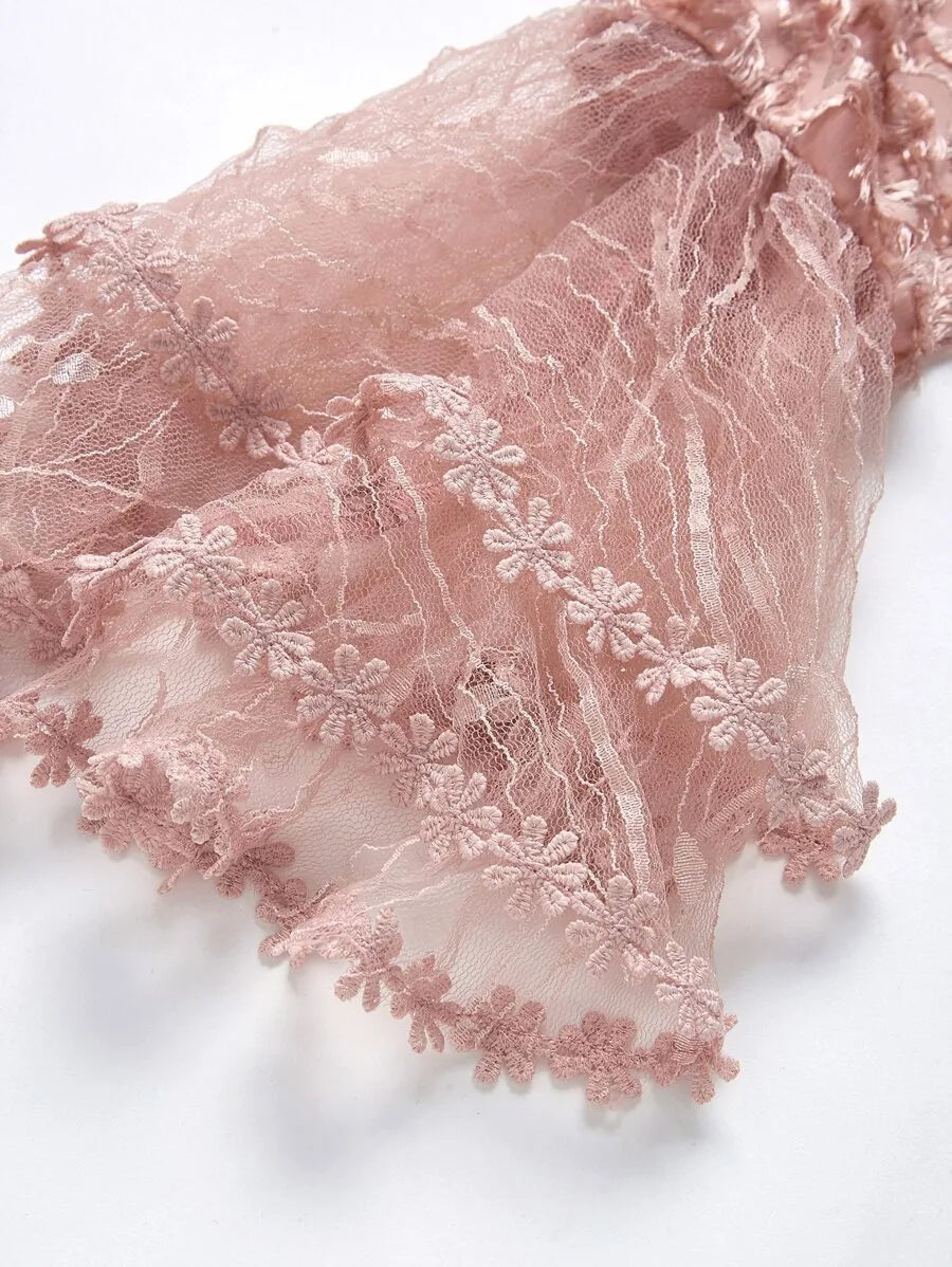 Layered Fringe Embellished Flounce Sleeve Bardot Dress Periwinkley Shop