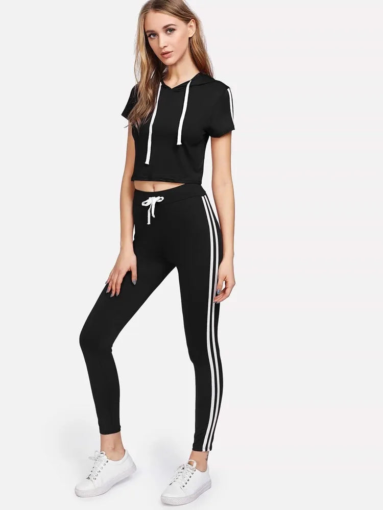 Contrast Striped Tape Side Top With Pants Periwinkley Shop