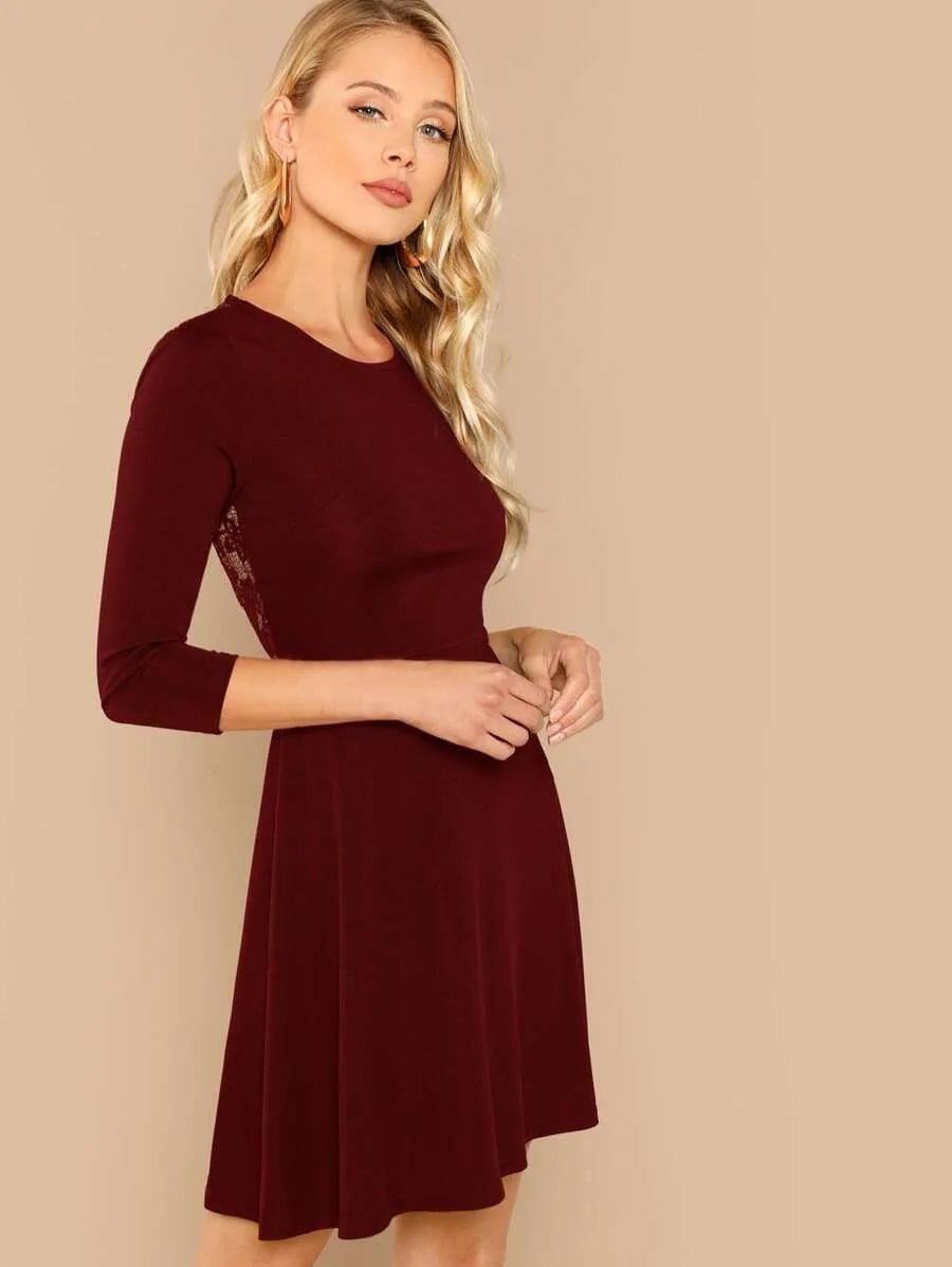 Eyelash Lace Open Back Skater Dress Periwinkley Shop