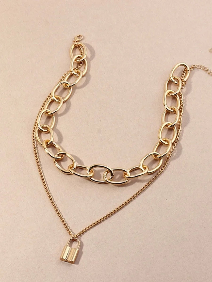 2PCS Lock Charm & Chain Necklace Periwinkley Shop