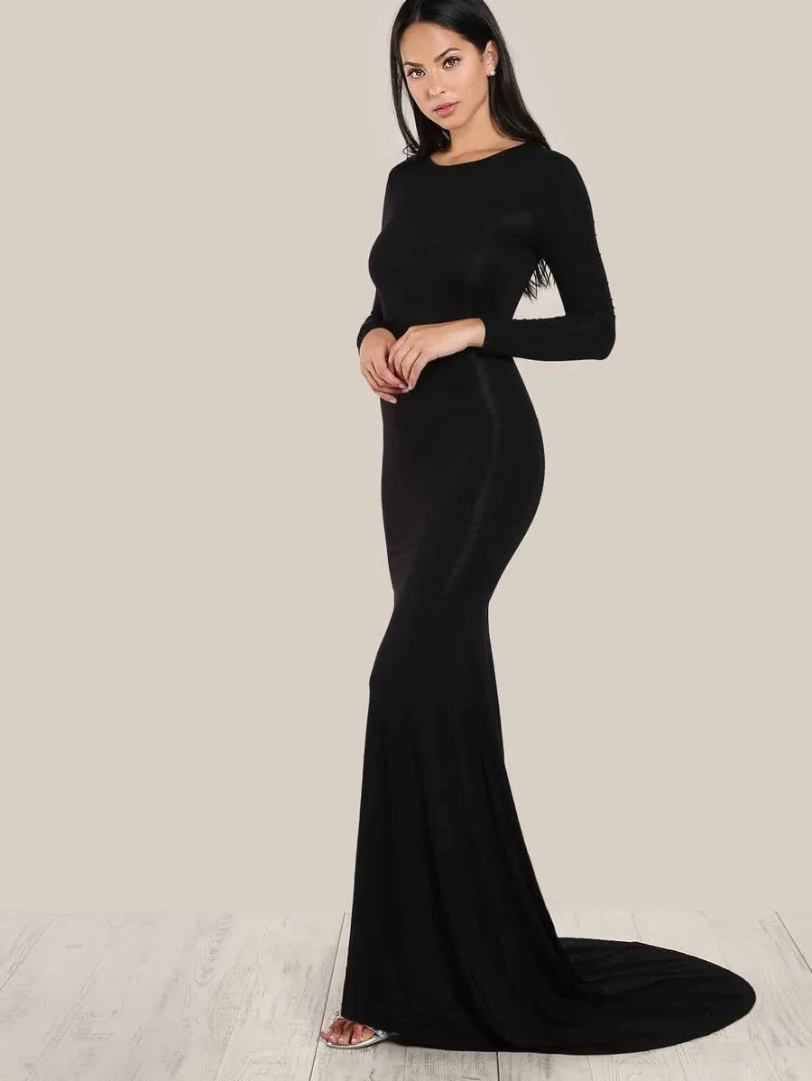 Open Back Form Fitting Fishtail Dress Periwinkley Shop