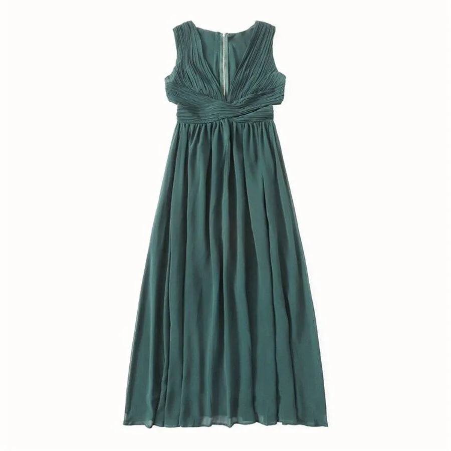 Open Back Ruched Top Flowy Prom One Piece Dress Periwinkley Shop