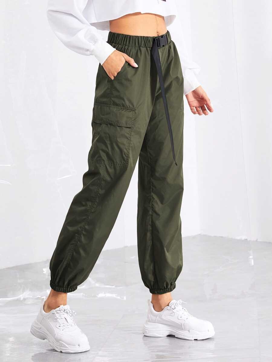 Pocket Side Drawstring Waist Pants Periwinkley Shop