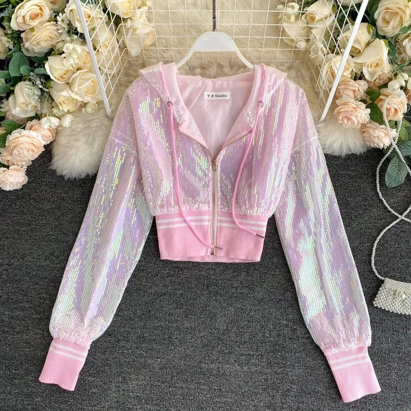 Bling Bling Sequined Short Design Summer Jacket Periwinkley Shop