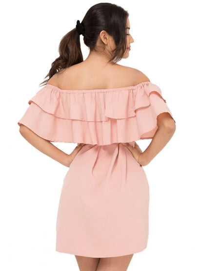 Ruffled off shoulder dress Periwinkley Shop