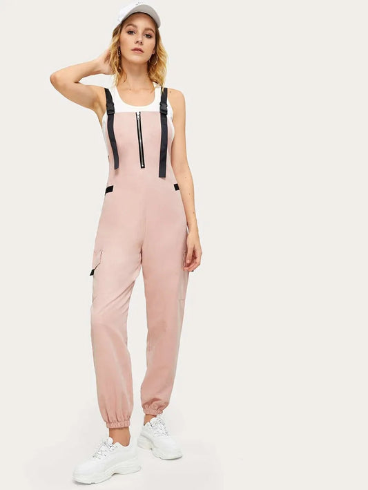 Zip And Pocket Detail Jumpsuit Periwinkley Shop