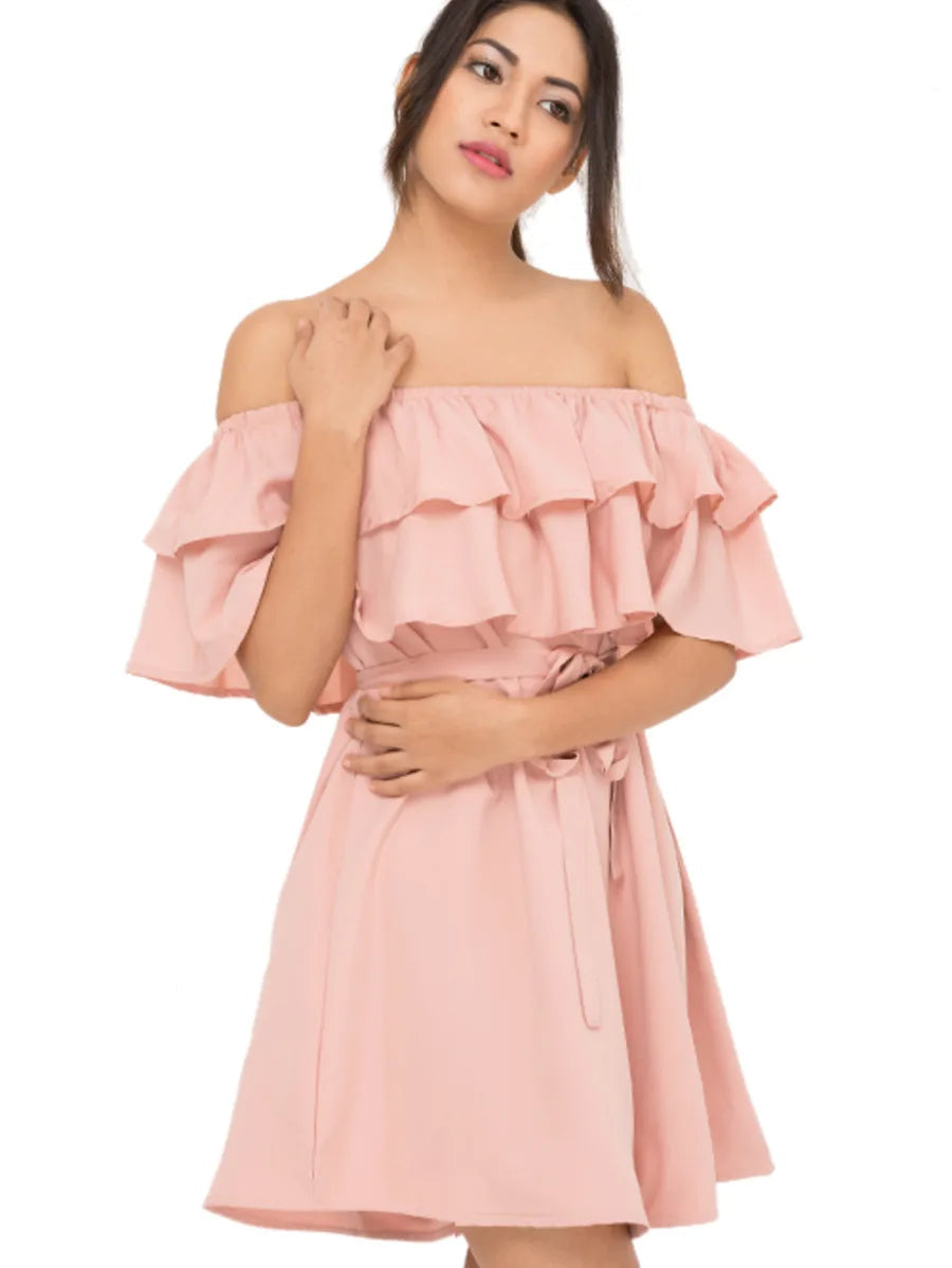Ruffled off shoulder dress Periwinkley Shop