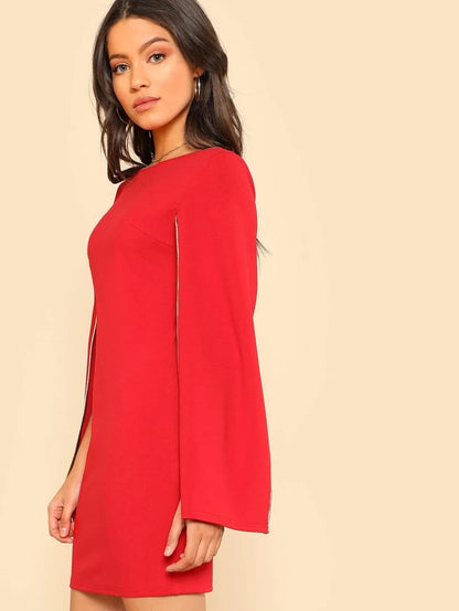 Contrast Tipping Cloak Sleeve Dress Periwinkley Shop