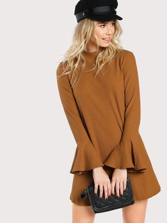 Bell sleeve rib knit dress Periwinkley Shop