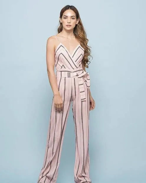 Pink striped cami  jumpsuit Periwinkley Shop