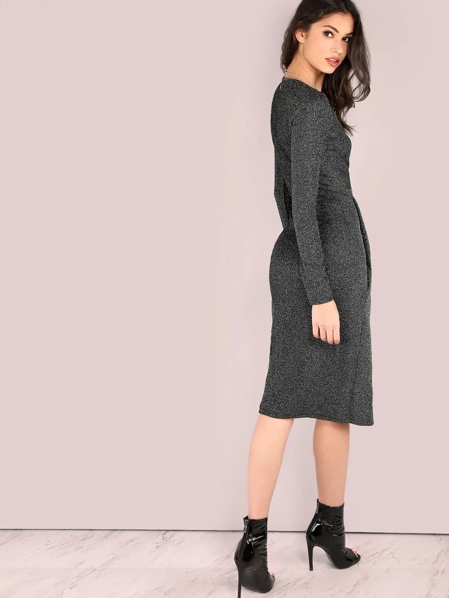 Black Faux Suede Surplice Wrap Dress Periwinkley Shop