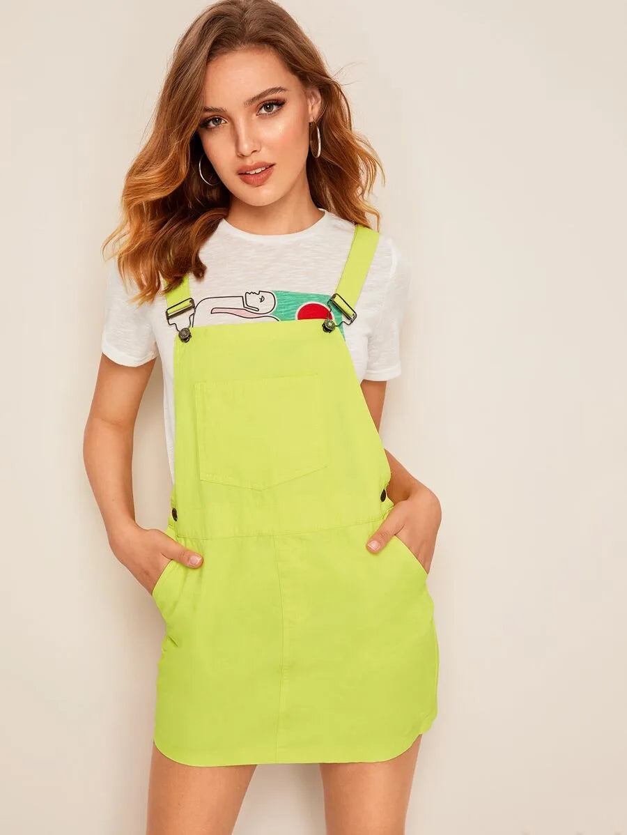 Pocket Detail Denim Overall Dress Periwinkley Shop