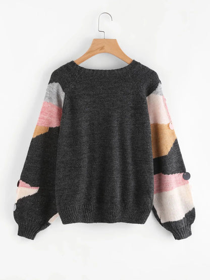 Sequin Decoration Contrast Sweater Periwinkley Shop