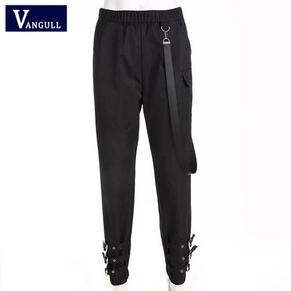 Side Ribbon Cargo Pants Buckle Leg Casual Sweatpants Periwinkley Shop