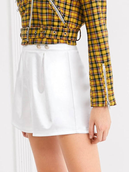 Button Detail Fold Pleat Front Shorts Periwinkley Shop