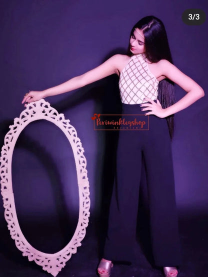 Sequin Diamond Wide Leg Jumpsuit Periwinkley Shop