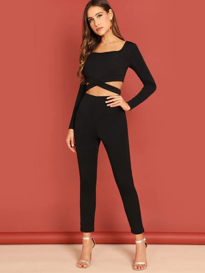 Criss Cross Skinny Jumpsuit Periwinkley Shop