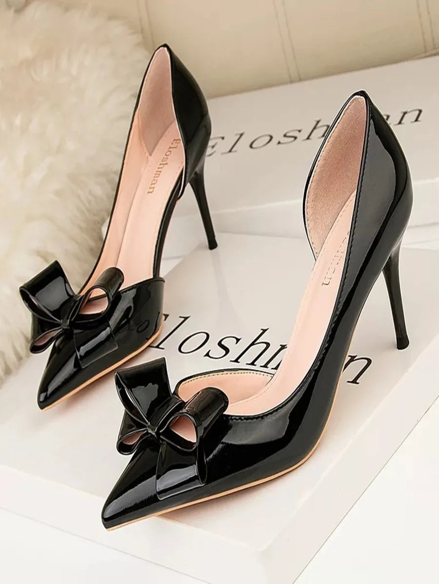 Slimming  bow side hollow high heels Periwinkley Shop