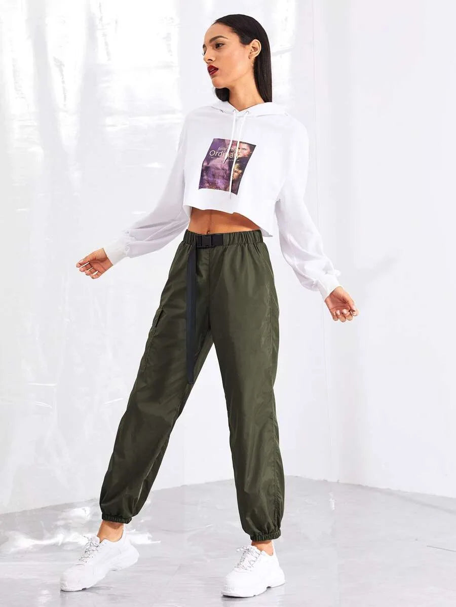 Pocket Side Drawstring Waist Pants Periwinkley Shop