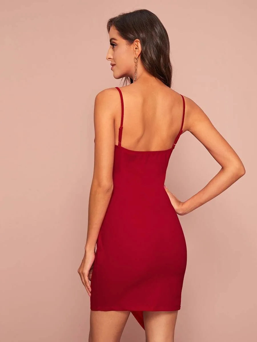 Ruched Wrap Asymmetrical Hem Cami Dress Periwinkley Shop