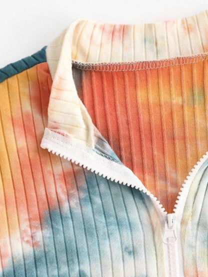 Half Zip Tie Dye Wide Rib Bodycon Dress Periwinkley Shop