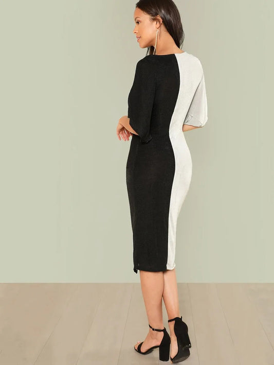 Twist Front Split Splice Dress Periwinkley Shop
