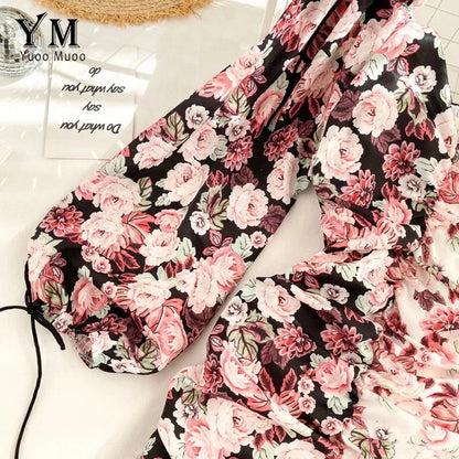 Fashion Patchwork Print Puff Long Sleeve Dress Periwinkley Shop