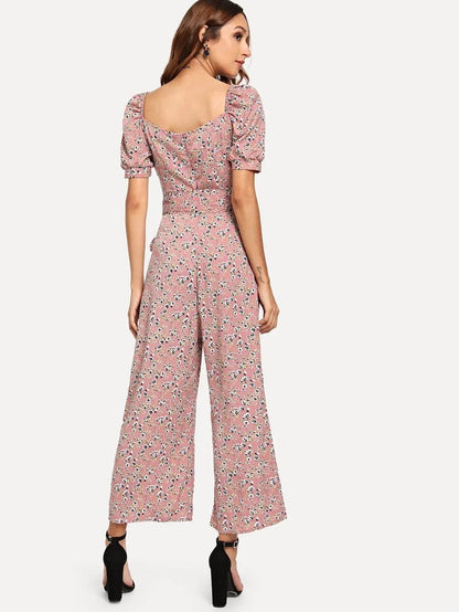 Daisy print wide leg jumpsuit Periwinkley Shop