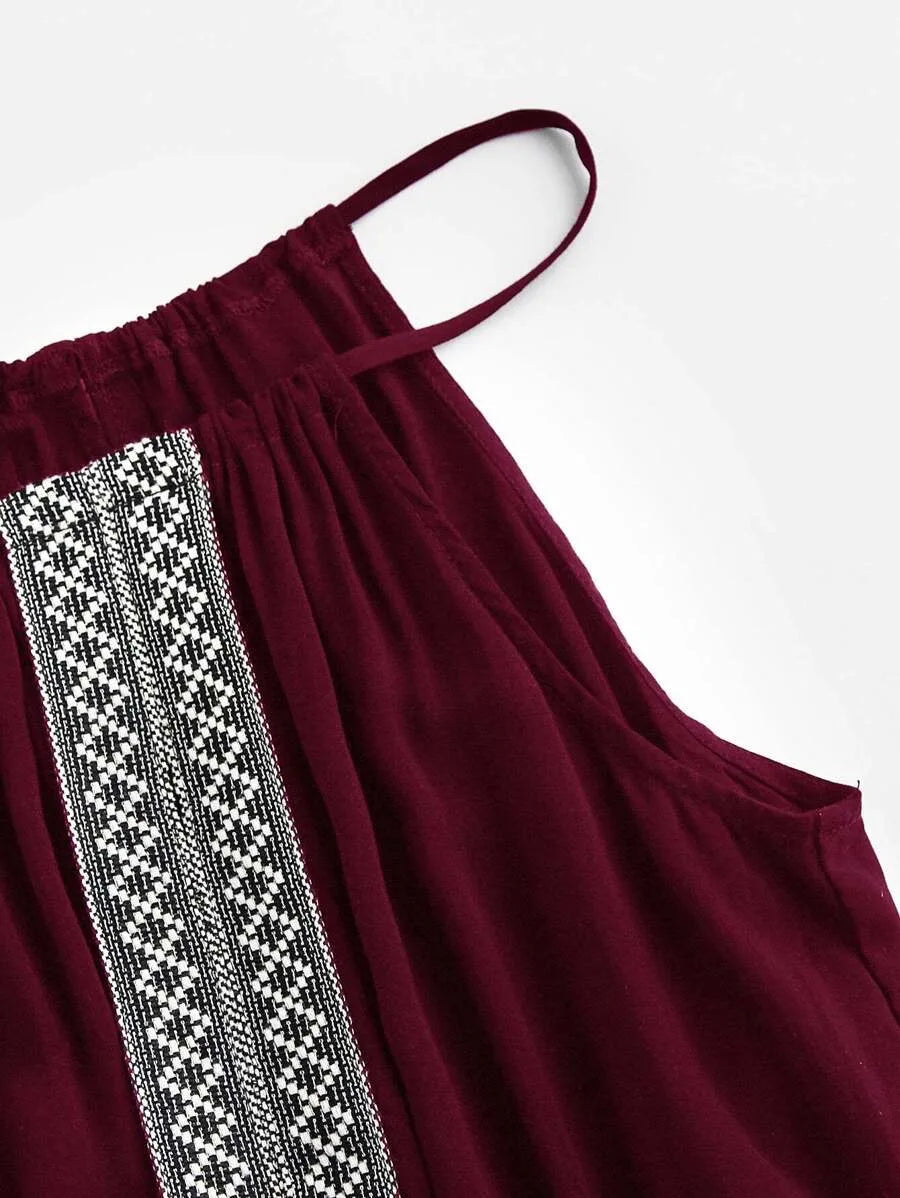 Embroidered Tape Detail Cami Romper Periwinkley Shop