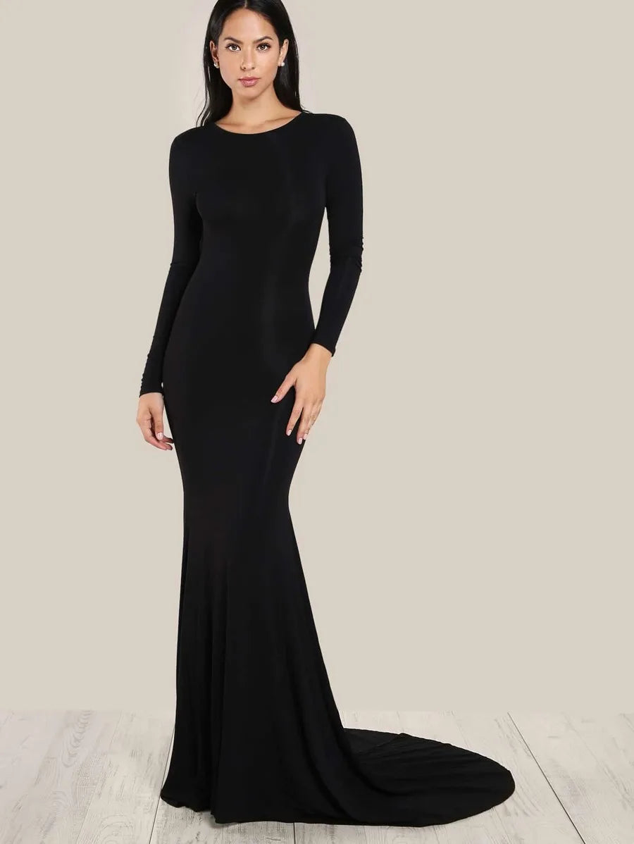Open Back Form Fitting Fishtail Dress Periwinkley Shop