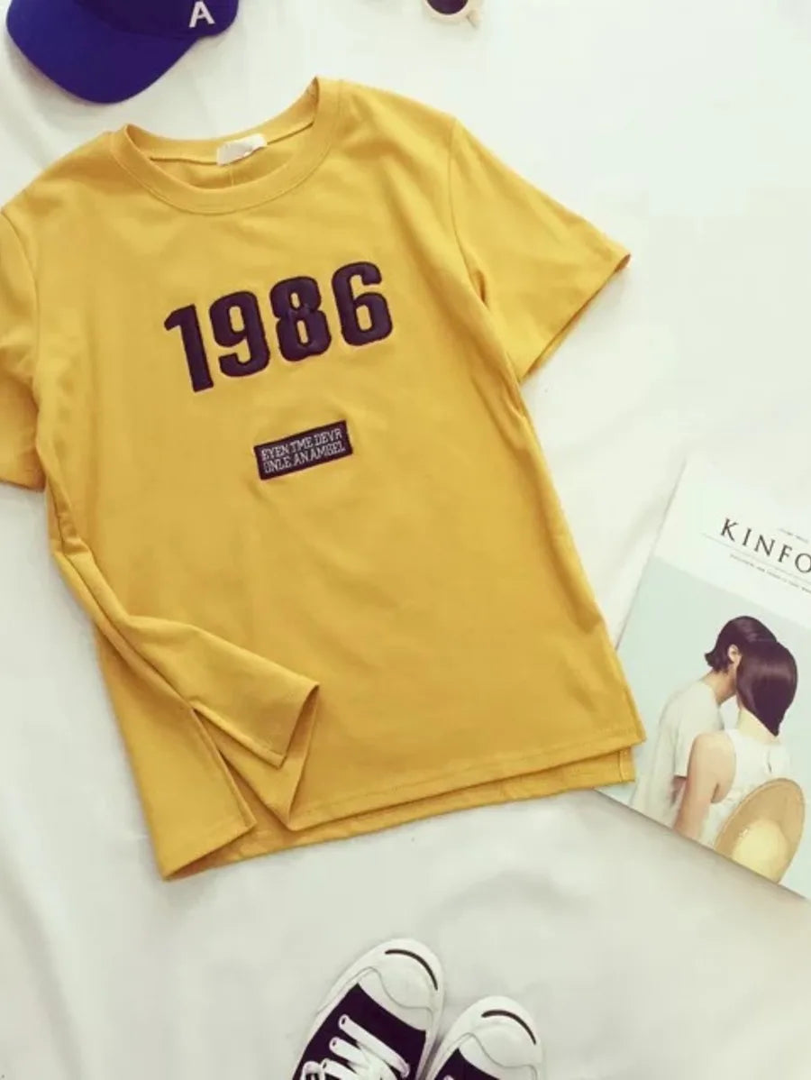 Number Print Women T shirt Periwinkley Shop