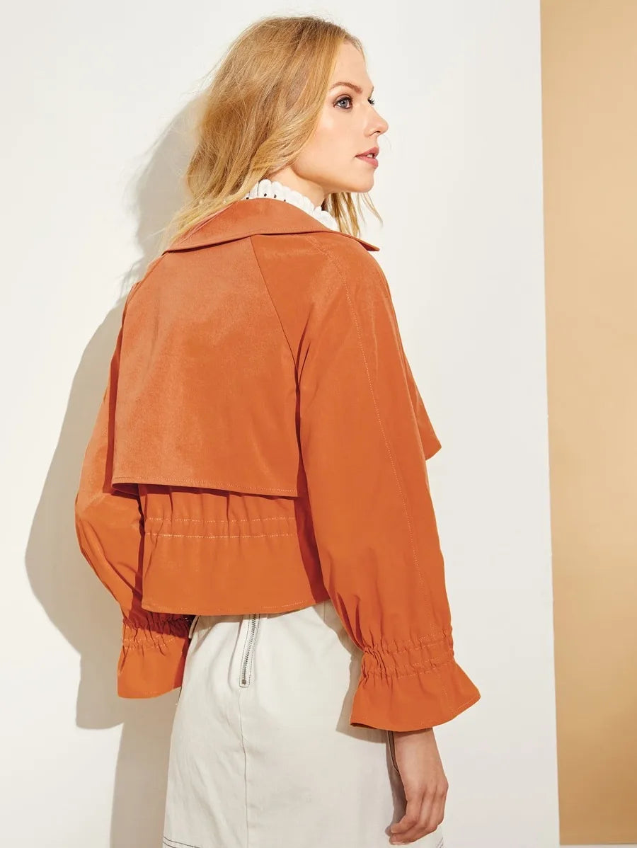 Drawstring Detail Double Layer Jacket Periwinkley Shop