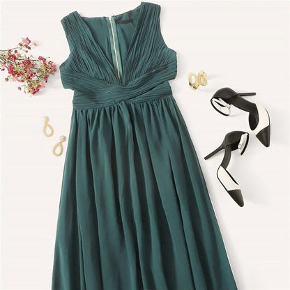 Open Back Ruched Top Flowy Prom One Piece Dress Periwinkley Shop