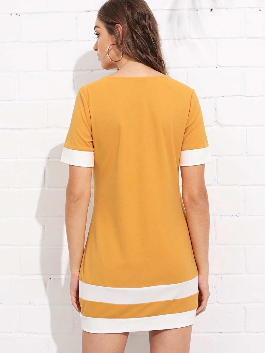 Colour Block Stripe Shift Dress Periwinkley Shop